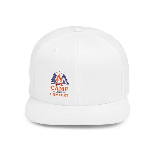 Adventure - Ready Flat Bill Snapback - 'Camp and Comfort' Design - Camp and Comfort